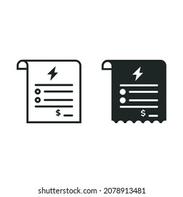 Icono de facturas de electricidad aislado de diseño de estilo plano