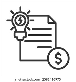 Electricity Bills Icon Vector Illustration Outline