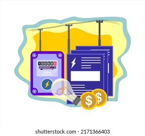 electricity bills simple design with grid line and electric meter