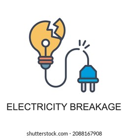 Electricity Breakage vector Filled outline Icon Design illustration. Web And Mobile Application Symbol on White background EPS 10 File