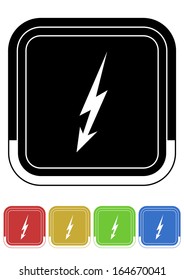 Electricity button retro colors square