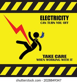 Electricity, can turn you off, sign and label vector