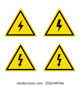 Electricity caution icons set. Electricity warning. Vector illustration.