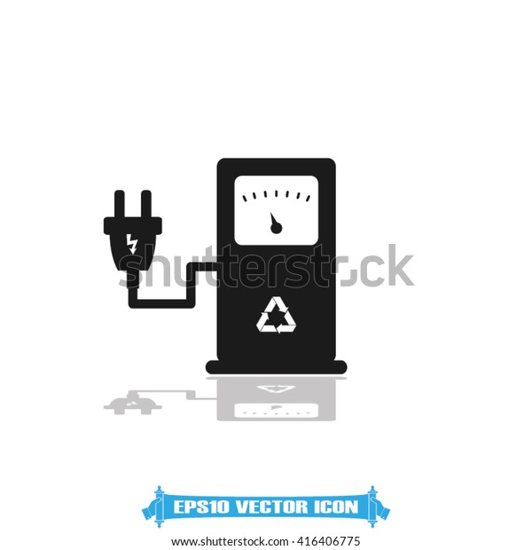 Electricity charging\
station icon vector.\
