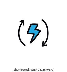 electricity circulation doodle icon, vector illustration