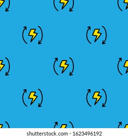 electricity circulation seamless doodle pattern, vector illustration