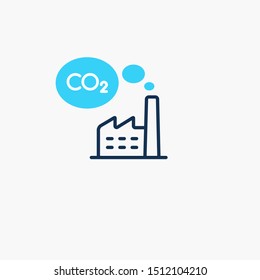 Electricity co2 carbon dioxide emission symbol. Flat symbol isolated on light background.