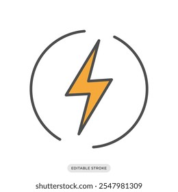 Electricity color icon, flash thunderbold lightning icon, electric vehicle, environment, nature symbol on white background - vector illustration