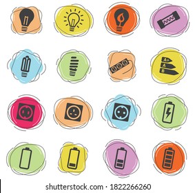 Vektorsymbole mit elektrischer Farbe für Web- und Benutzeroberfläche