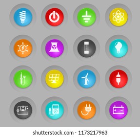 electricity colored plastic round buttons vector icons for web and user interface design