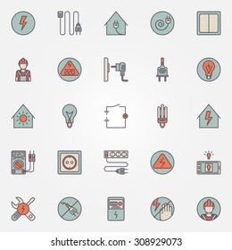 Electricity colorful icons - vector set of energy symbols
