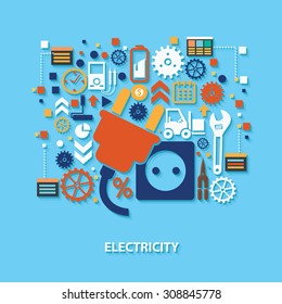 Electricity concept design on blue background,clean vector