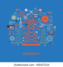 Electricity concept design on blue background,vector