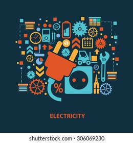 Electricity concept design on dark background,clean vector