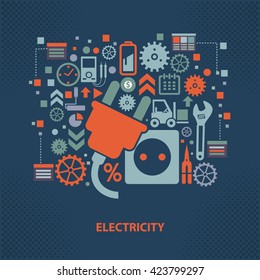 Electricity concept design on dark background,vector