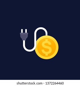 electricity costs, icon with electric plug