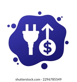 costo de electricidad en icono vector