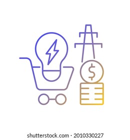 Electricity demand gradient linear vector icon. Electrical power generation cost. Utility service. Energy purchase. Thin line color symbols. Modern style pictogram. Vector isolated outline drawing