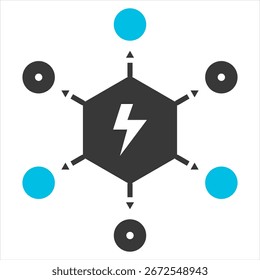 Red de distribución de electricidad Glifo Azul Gris Ilustración de un solo icono