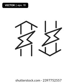 Icono de subida y bajada de electricidad, icono de factura de electricidad que aumenta y disminuye. vectores 10