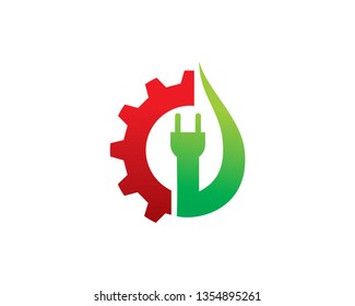 Electricity Eco Tech Logo Template, Icon, Symbol - Vector