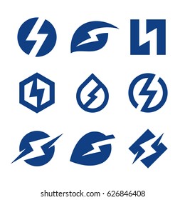 Electricity and electric energy icons and logo design elements