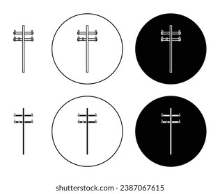 Electricity electric tower vector set. Power pole icon for UI designs.