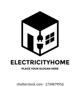 Electricity or electrical home vector logo template. This design use plug symbol. Suitable for house power business.