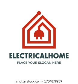 Electricity or electrical home vector logo template. This design use plug symbol. Suitable for house power business.