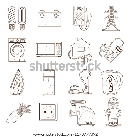 Electricity elements of infographics. A set of icons on the theme of energy resources and minerals.