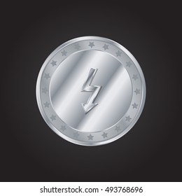 Electricity embossed realistic silver / platinum coin precious Icon / Logo Design