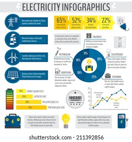 Electricity Energy Accumulator Industry Infographic Template With Charts Graphs And Diagrams Vector Illustration