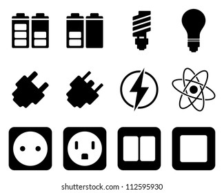 Electricity And Energy Icon Set. Vector Illustration.