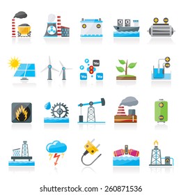 Electricity And Energy Source Icons - Vector Icon Set