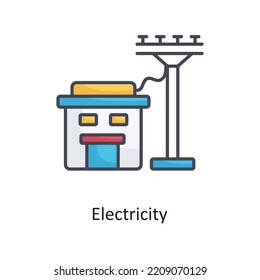 Electricity Filled OutlineVector Icon Design illustration on White background. EPS 10 File