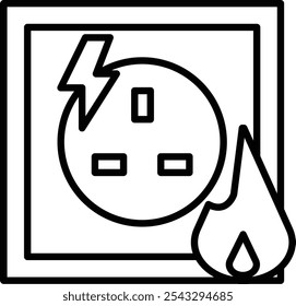Ícone Detalhado de Ilustração de Vetor de Incêndio de Eletricidade