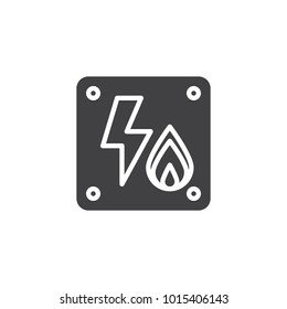 Electricity flammable icon vector, filled flat sign, solid pictogram isolated on white. Symbol, logo illustration.
