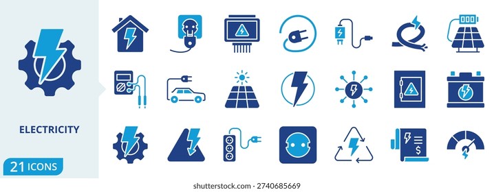 electricity flat icon pack collection of electricity, electric, energy, power, voltage, electrical, lightning, light, thunderstorm, thunder icon