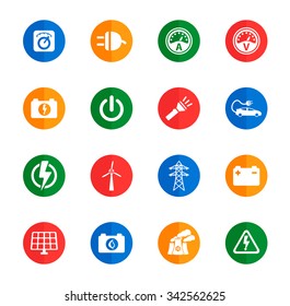 Electricity flat icons for media