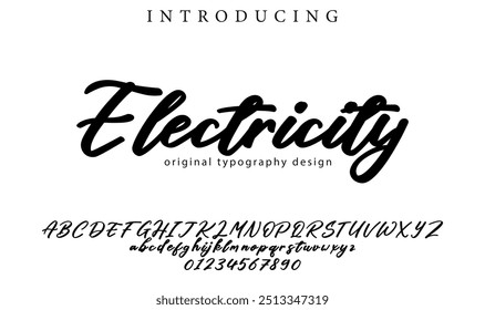 Electricity Font Stylish brush painted an uppercase vector letters, alphabet, typeface