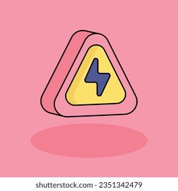 Electricity Free vector cartoon icon illustration.Warning Signs and Texts icon concept isolated . flat cartoon style