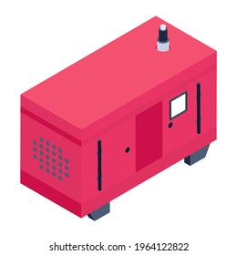 Electricity generating machine icon in isometric style, editable vector of generator 