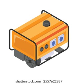 Electricity generating machine icon in isometric style, editable vector of generator