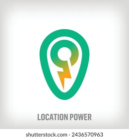 Electricity generation logo in creative location sign. Uniquely designed color transitions. Natural energy and renewable logo template vector.