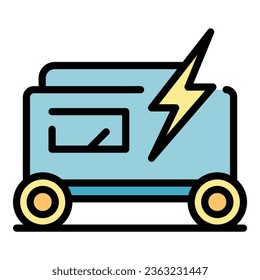 Vector de contorno de icono del generador de electricidad. Motor de alimentación. Color de la fuente actual