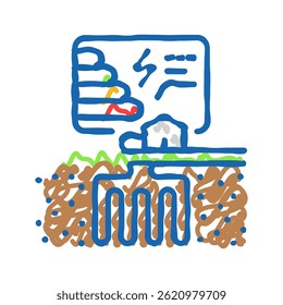 electricity geothermal energy doodle icon sketch vector. electricity geothermal energy sign. isolated symbol illustration