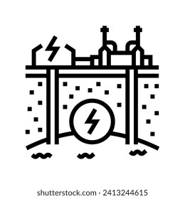 electricity geothermal energy line icon vector. electricity geothermal energy sign. isolated contour symbol black illustration
