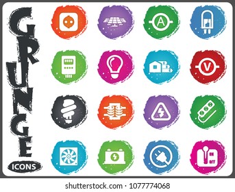 Electricity grunge icons for user interface design