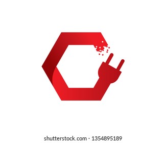 Electricity Hex Logo Template, Icon, Symbol - Vector