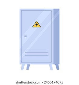 Electricity high voltage box. Electrician tools, electrician supplies flat vector illustration